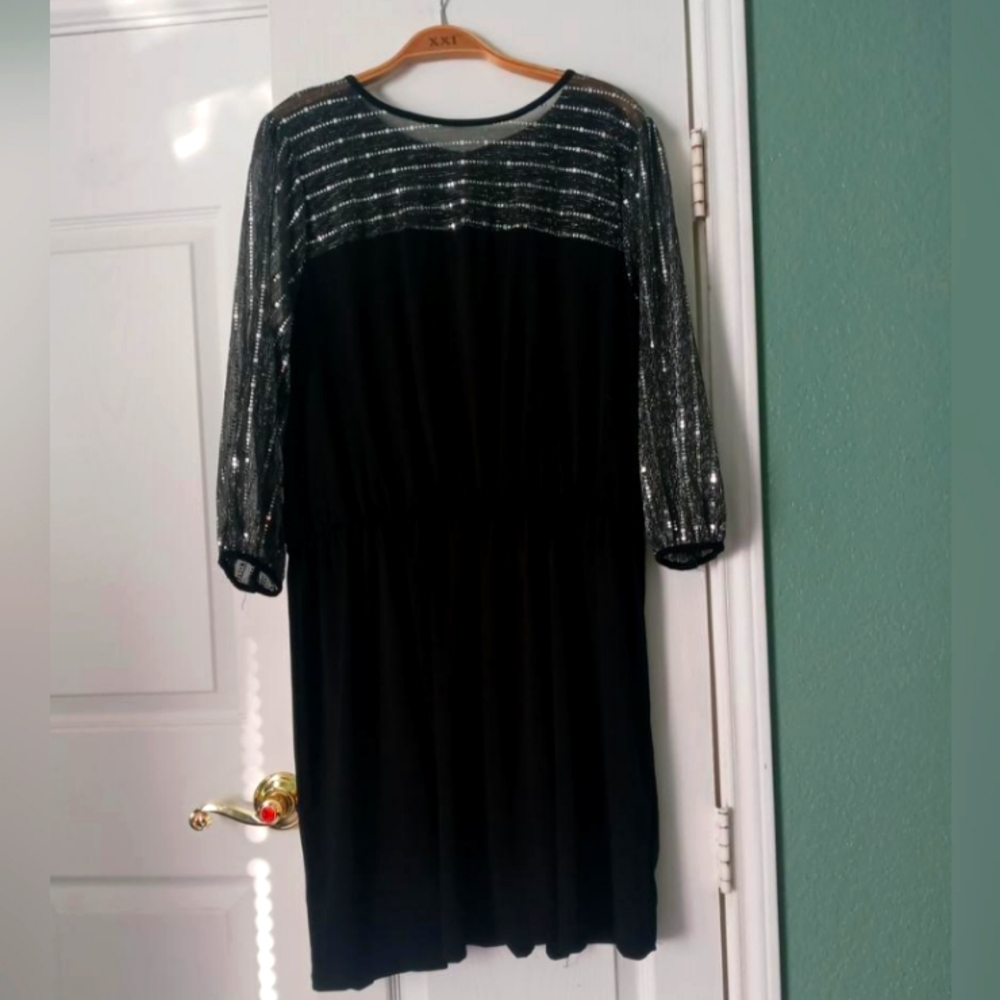 Black and Silver Sequins Dress